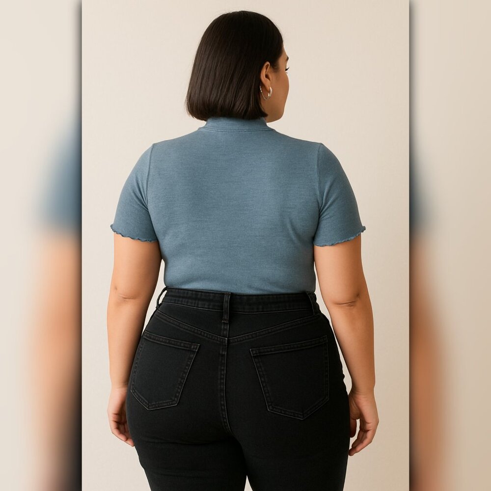 A437 • Ribbed Mock Neck Bodysuit - Picture 2 of 4